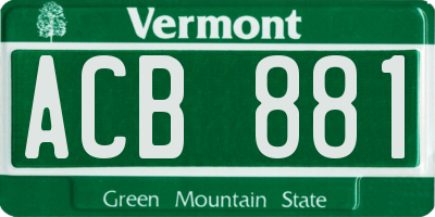 VT license plate ACB881