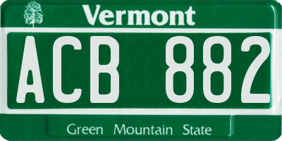 VT license plate ACB882