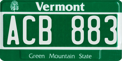 VT license plate ACB883