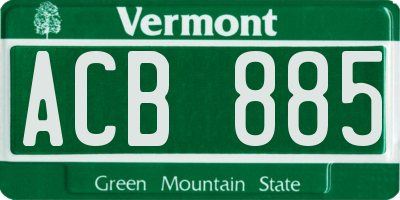 VT license plate ACB885