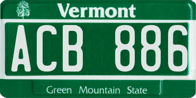 VT license plate ACB886