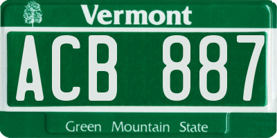 VT license plate ACB887
