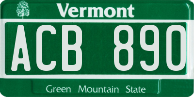 VT license plate ACB890