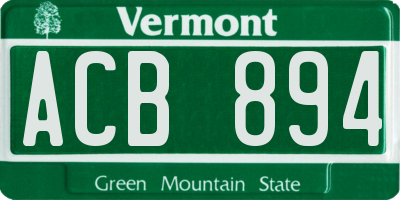 VT license plate ACB894