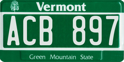 VT license plate ACB897