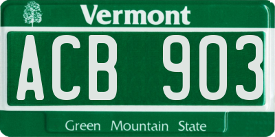 VT license plate ACB903