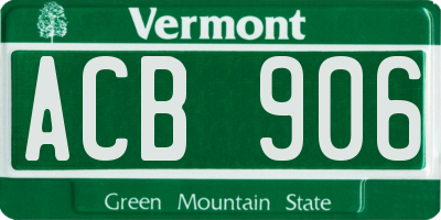 VT license plate ACB906