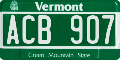 VT license plate ACB907