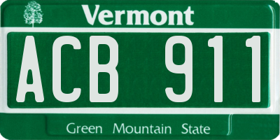 VT license plate ACB911