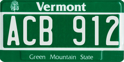 VT license plate ACB912