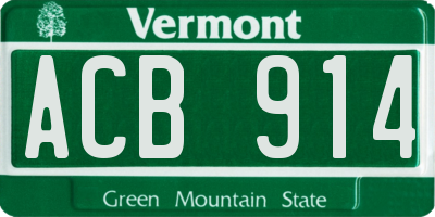 VT license plate ACB914