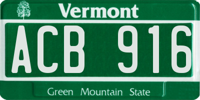 VT license plate ACB916