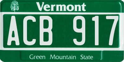 VT license plate ACB917