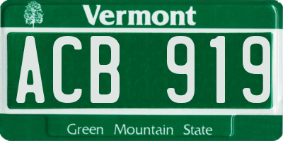 VT license plate ACB919