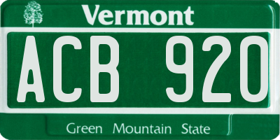 VT license plate ACB920