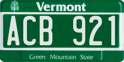 VT license plate ACB921