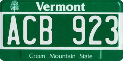 VT license plate ACB923