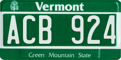 VT license plate ACB924