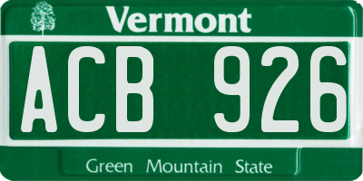 VT license plate ACB926