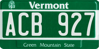 VT license plate ACB927