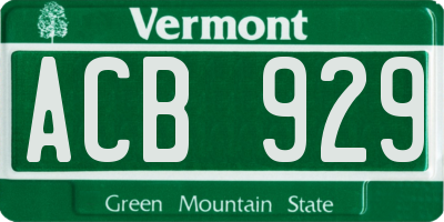 VT license plate ACB929