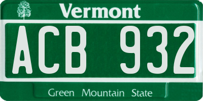 VT license plate ACB932