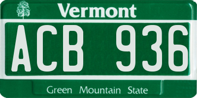 VT license plate ACB936
