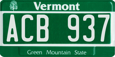 VT license plate ACB937