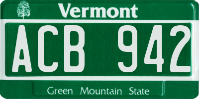 VT license plate ACB942
