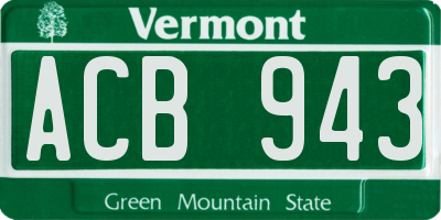 VT license plate ACB943