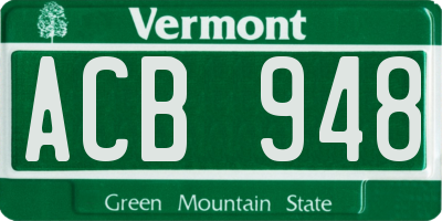 VT license plate ACB948
