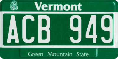 VT license plate ACB949