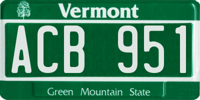 VT license plate ACB951