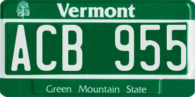 VT license plate ACB955