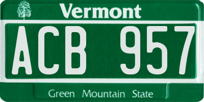 VT license plate ACB957