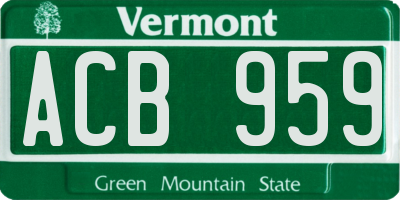 VT license plate ACB959