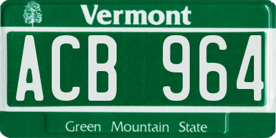 VT license plate ACB964