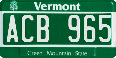 VT license plate ACB965