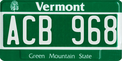VT license plate ACB968