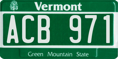 VT license plate ACB971