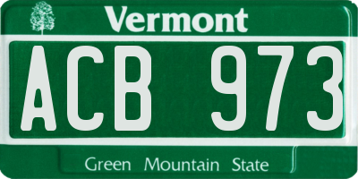 VT license plate ACB973