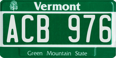 VT license plate ACB976