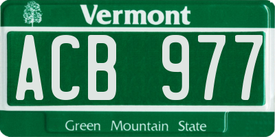 VT license plate ACB977