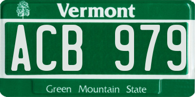 VT license plate ACB979