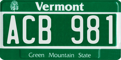 VT license plate ACB981