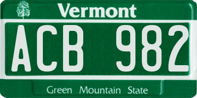 VT license plate ACB982