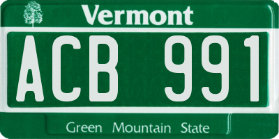 VT license plate ACB991
