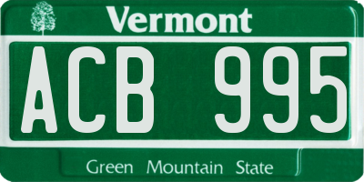 VT license plate ACB995