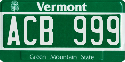 VT license plate ACB999