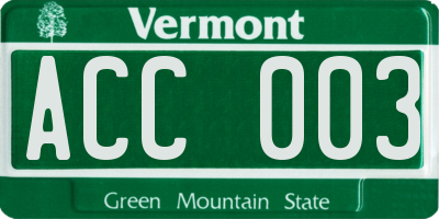 VT license plate ACC003
